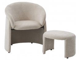 Кресло+оттоманка HUG AT5139-09 Св. бежевый, ткань/каркас металл в обивке AT5139-09 ®DISAUR