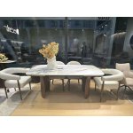 Стол ВЕСТБЕРГ (WESTBERG) 180 КАЛАКАТТА (GLOSS CALACATTA GOLD SOLID CERAMIC) / Орех натур, ®DISAUR