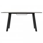 Стол Dublin раскладной 120-160х80х75 серый мрамор с чёрными ножками