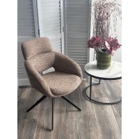 Стул АРНЭ (ARNE) 360 град, цвет КОРИЧНЕВЫЙ EYELASH -171, фактурный шенилл / ЧЕРНЫЙ каркас, ®DISAUR