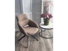 Стул АРНЭ (ARNE) 360 град, цвет КОРИЧНЕВЫЙ EYELASH -171, фактурный шенилл / ЧЕРНЫЙ каркас, ®DISAUR