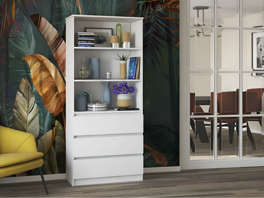 Стеллаж Мальм 3 ящика (804х1800х350) Белый