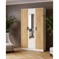 Шкаф комбинированный Ларс (1,2) с зеркалом белый/дуб крафт золотой