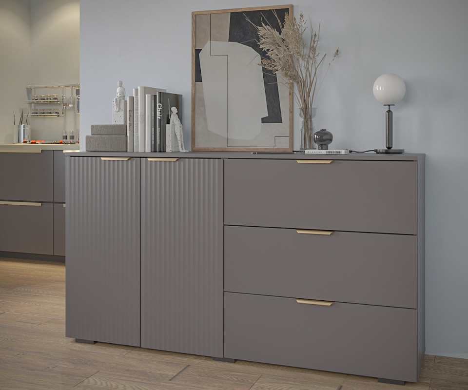 Комод Фиеста 1602х890х403 (Графит/ Графит Софт)