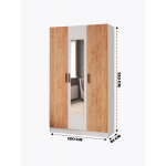 Шкаф комбинированный Ларс (1,2) с зеркалом белый/дуб крафт золотой