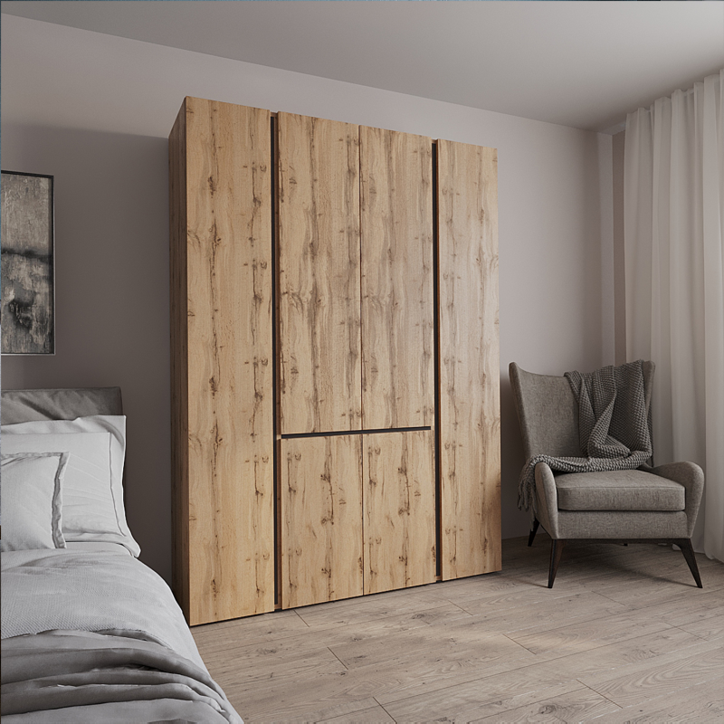 Шкаф распашной Сура 2 (1500х2100х480) Дуб вотан/ графит