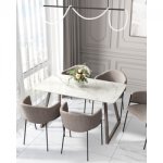 Стол обеденный Vermont 140*80 см керамика белая ножки серые