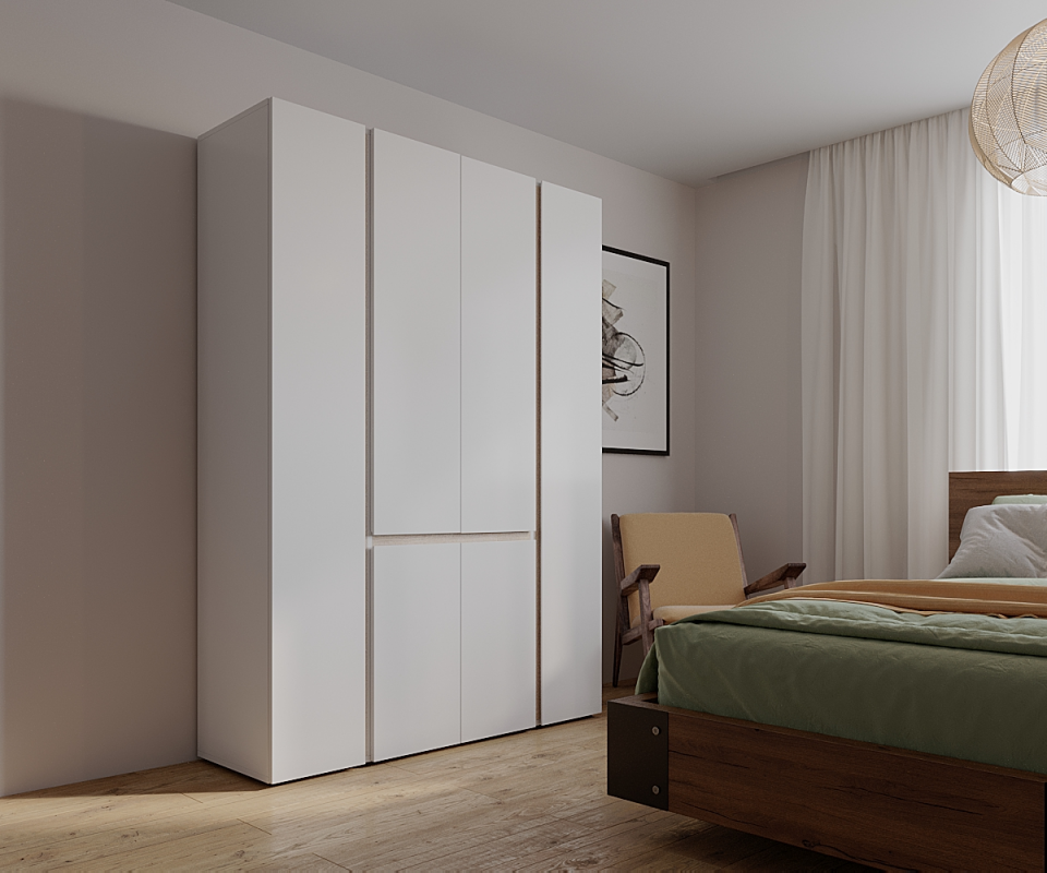 Шкаф распашной Сура 2 (1200х2100х480) Белый/сонома