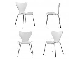 Комплект из 4-х стульев Seven Style белый с хромированными ножками