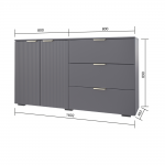 Комод Фиеста 1602х890х403 (Графит/ Графит Софт)