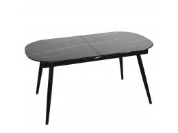 Стол Marble овальный раскладной 160-200х90х78см, чёрный мрамор