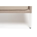 "Канны" кресло плетеное из роупа, каркас алюминий белый муар, роуп бежевый круглый, ткань бежевая 15052