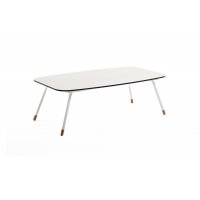 "Верона" журнальный стол из HPL 120х65, H40, каркас белый муар, цвет столешницы "молочный"