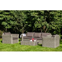 "Капучино" лаунж-зона из искусственного ротанга (гиацинт), цвет серый