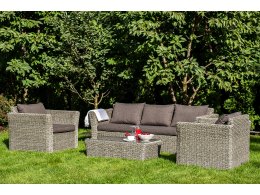 "Капучино" лаунж-зона из искусственного ротанга (гиацинт), цвет серый "Капучино" лаунж-зона из искусственного ротанга (гиацинт), цвет серый