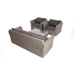 "Капучино" лаунж-зона из искусственного ротанга (гиацинт), цвет серый