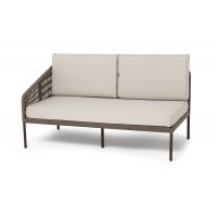 "Канны" правый модуль плетеный из роупа, каркас алюминий коричневый (RAL8016) муар, роуп коричневый круглый, ткань бежевая 15052