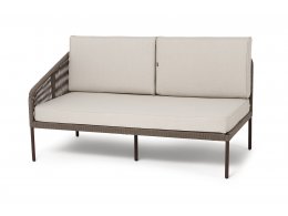 "Канны" правый модуль плетеный из роупа, каркас алюминий коричневый (RAL8016) муар, роуп коричневый круглый, ткань бежевая 15052