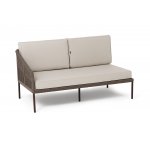 "Канны" правый модуль плетеный из роупа, каркас алюминий коричневый (RAL8016) муар, роуп коричневый круглый, ткань бежевая 15052