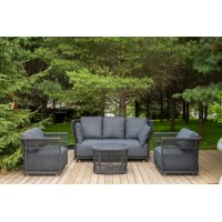 "Лугано" лаунж-зона 5-местная плетеная из роупа (веревки), каркас алюминиевый темно-серый, роуп темно-серый