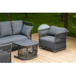 "Лугано" лаунж-зона 5-местная плетеная из роупа (веревки), каркас алюминиевый темно-серый, роуп темно-серый