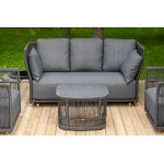 "Лугано" лаунж-зона 5-местная плетеная из роупа (веревки), каркас алюминиевый темно-серый, роуп темно-серый