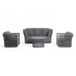 "Лугано" лаунж-зона 5-местная плетеная из роупа (веревки), каркас алюминиевый темно-серый, роуп темно-серый