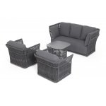 "Лугано" лаунж-зона 5-местная плетеная из роупа (веревки), каркас алюминиевый темно-серый, роуп темно-серый