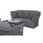 "Лугано" лаунж-зона 5-местная плетеная из роупа (веревки), каркас алюминиевый темно-серый, роуп темно-серый