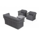 "Лугано" лаунж-зона 5-местная плетеная из роупа (веревки), каркас алюминиевый темно-серый, роуп темно-серый