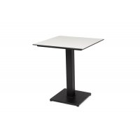 "Каффе" интерьерный стол из HPL квадратный 75х75см, цвет молочный, подстолье черное чугун