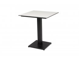 "Каффе" интерьерный стол из HPL квадратный 75х75см, цвет молочный, подстолье черное чугун