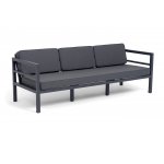 "Эстелья" диван 3-местный, каркас алюминий темно-серый (RAL7024) муар, ткань темно-серая 027