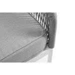 "Канны" левый модуль плетеный из роупа, каркас алюминий белый муар, роуп светло-серый круглый, ткань светло-серая