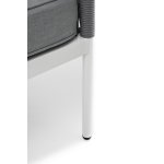 "Канны" левый модуль плетеный из роупа, каркас алюминий белый муар, роуп светло-серый круглый, ткань светло-серая