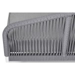 "Канны" левый модуль плетеный из роупа, каркас алюминий белый муар, роуп светло-серый круглый, ткань светло-серая