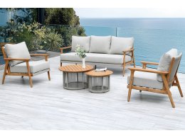 "Копенгаген" лаунж-зона 5-местная плетеная из роупа, каркас тик, цвет бежевый