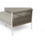 "Касабланка" диван модульный плетеный из роупа, каркас алюминий, роуп серо-коричневый 23мм, ткань бежевая 15052