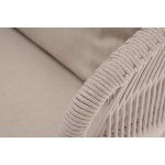 "Милан" кресло плетеное из роупа, каркас алюминий белый муар, роуп бежевый круглый, ткань бежевая 15052