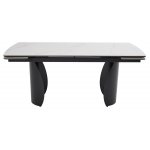 Стол ОЛЬХОН 180 БЕЛЫЙ МРАМОР МАТОВЫЙ , керамика / Черный каркас, М-City