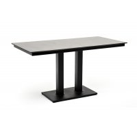 Каффе интерьерный стол из HPL квадратный 140х70см, цвет серый гранит, подстолье двойное черное чугун