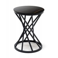 "Сантьяго" журнальный стол из HPL круглый Ø40 H55, каркас из стали темно-серый (RAL 7024), цвет столешницы "черный мрамор"