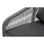 "Канны" диван 3-местный плетеный из роупа, каркас алюминий белый муар, роуп светло-серый круглый, ткань темно-серая 027 "Канны" диван 3-местный плетеный из роупа, каркас алюминий белый муар, роуп светло-серый круглый, ткань темно-серая 027