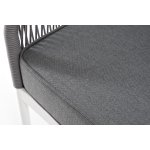 "Канны" диван 3-местный плетеный из роупа, каркас алюминий белый муар, роуп светло-серый круглый, ткань темно-серая 027 "Канны" диван 3-местный плетеный из роупа, каркас алюминий белый муар, роуп светло-серый круглый, ткань темно-серая 027