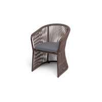 "Романо" стул плетеный из роупа, каркас алюминий коричневый (RAL8016) муар, роуп коричневый круглый, ткань темно-серая 027