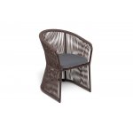 "Романо" стул плетеный из роупа, каркас алюминий коричневый (RAL8016) муар, роуп коричневый круглый, ткань темно-серая 027