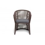 "Романо" стул плетеный из роупа, каркас алюминий коричневый (RAL8016) муар, роуп коричневый круглый, ткань темно-серая 027