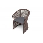 "Романо" стул плетеный из роупа, каркас алюминий коричневый (RAL8016) муар, роуп коричневый круглый, ткань темно-серая 027