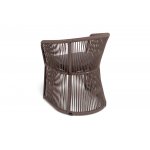 "Романо" стул плетеный из роупа, каркас алюминий коричневый (RAL8016) муар, роуп коричневый круглый, ткань темно-серая 027