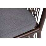 "Романо" стул плетеный из роупа, каркас алюминий коричневый (RAL8016) муар, роуп коричневый круглый, ткань темно-серая 027